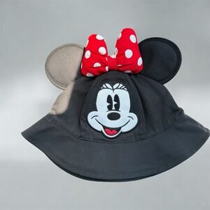 Disney Parks Minnie Mouse Toddler Bucket Hat with Ears & Red Polka Dot Bow NWT